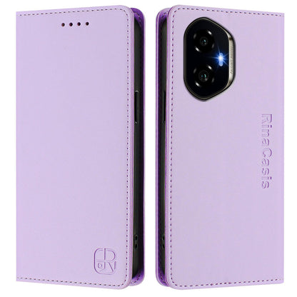 Honor 300 Dual-Folded Magnetic Suction RFID Blocking PU Leather Wallet Phone Case with Card Slots, Cash Pocket, Kickstand, Full Protective Flip Cover