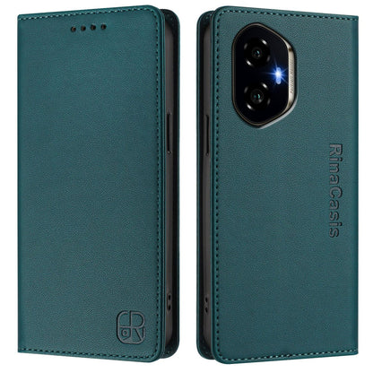 Honor 300 Dual-Folded Magnetic Suction RFID Blocking PU Leather Wallet Phone Case with Card Slots, Cash Pocket, Kickstand, Full Protective Flip Cover