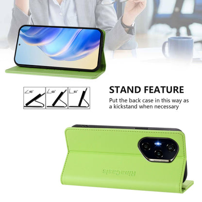 Honor 300 Pro Dual-Folded Magnetic Suction RFID Blocking PU Leather Wallet Phone Case with Card Slots, Cash Pocket, Kickstand, Full Protective Flip Cover