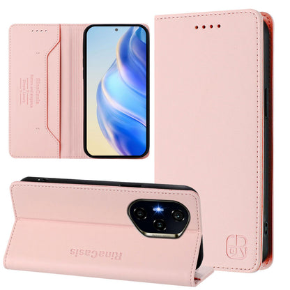 Honor 300 Pro Dual-Folded Magnetic Suction RFID Blocking PU Leather Wallet Phone Case with Card Slots, Cash Pocket, Kickstand, Full Protective Flip Cover