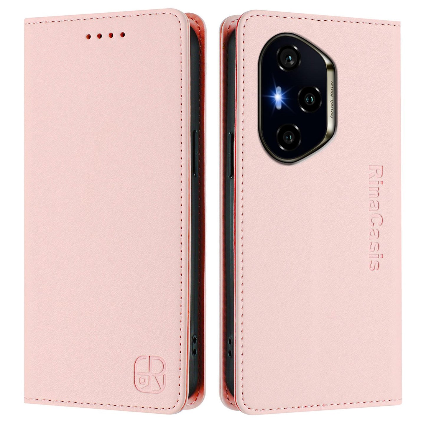 Honor 300 Ultra Dual-Folded Magnetic Suction RFID Blocking PU Leather Wallet Phone Case with Card Slots, Cash Pocket, Kickstand, Full Protective Flip Cover
