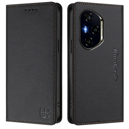 Honor 300 Pro Dual-Folded Magnetic Suction RFID Blocking PU Leather Wallet Phone Case with Card Slots, Cash Pocket, Kickstand, Full Protective Flip Cover