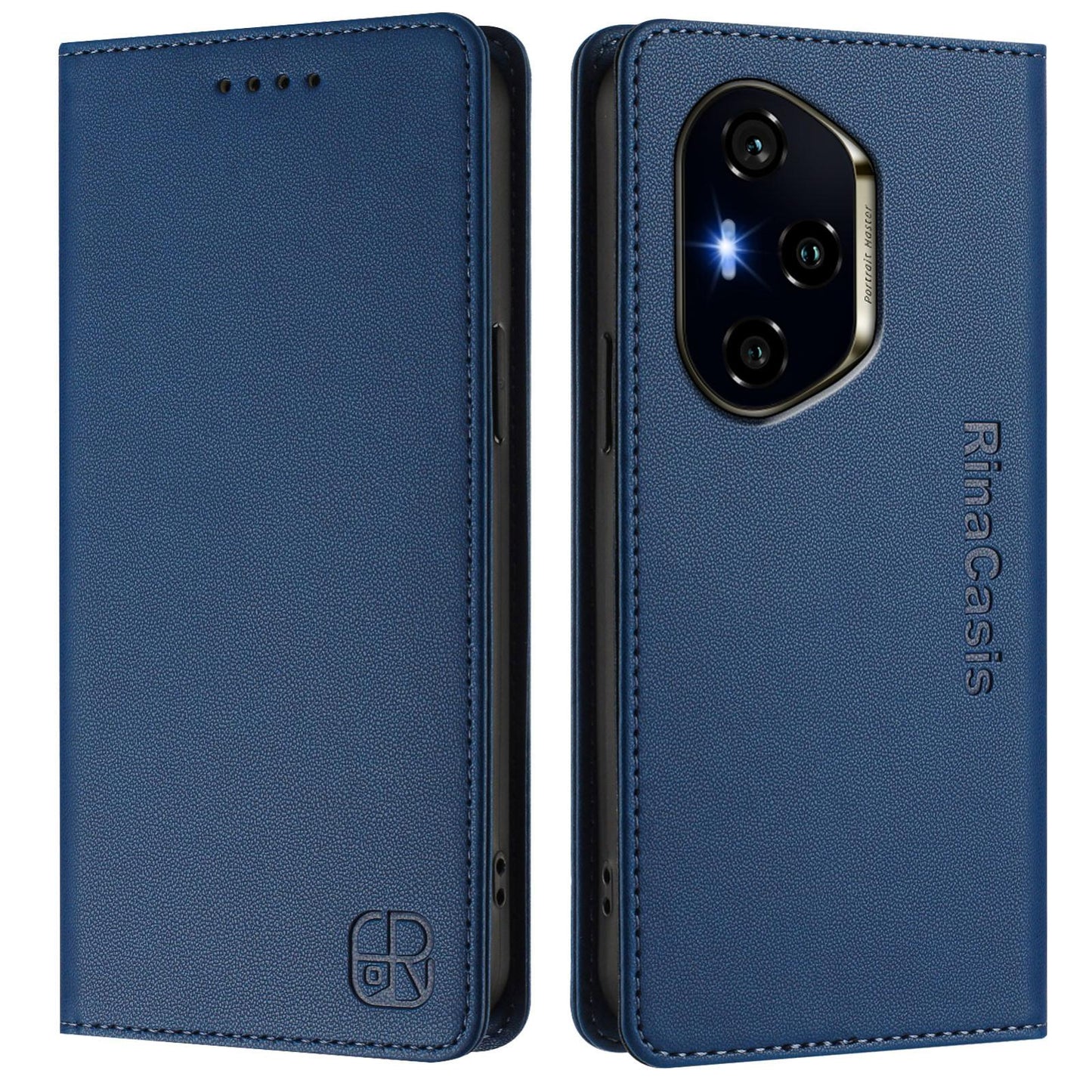 Honor 300 Pro Dual-Folded Magnetic Suction RFID Blocking PU Leather Wallet Phone Case with Card Slots, Cash Pocket, Kickstand, Full Protective Flip Cover