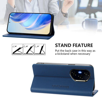 Honor 300 Pro Dual-Folded Magnetic Suction RFID Blocking PU Leather Wallet Phone Case with Card Slots, Cash Pocket, Kickstand, Full Protective Flip Cover