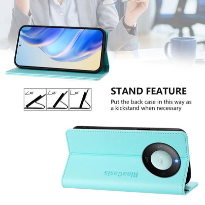 Honor X60 Dual-Folded Magnetic Suction RFID Blocking PU Leather Wallet Phone Case with Card Slots, Cash Pocket, Kickstand, Full Protective Flip Cover