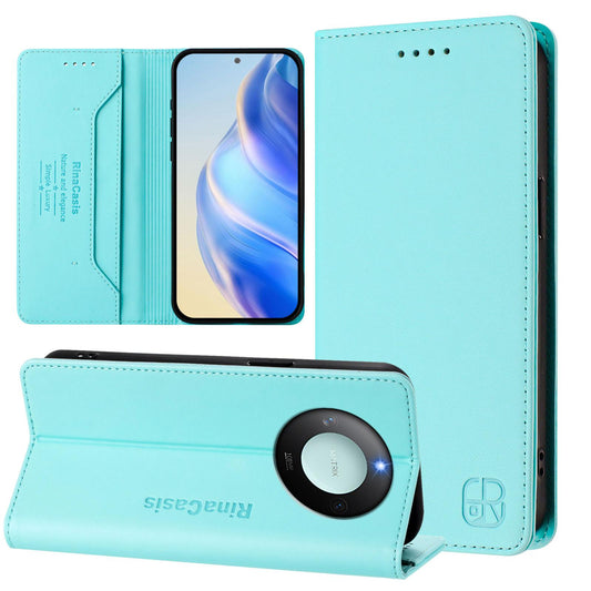 Honor X9c Smart Dual-Folded Magnetic Suction RFID Blocking PU Leather Wallet Phone Case with Card Slots, Cash Pocket, Kickstand, Full Protective Flip Cover