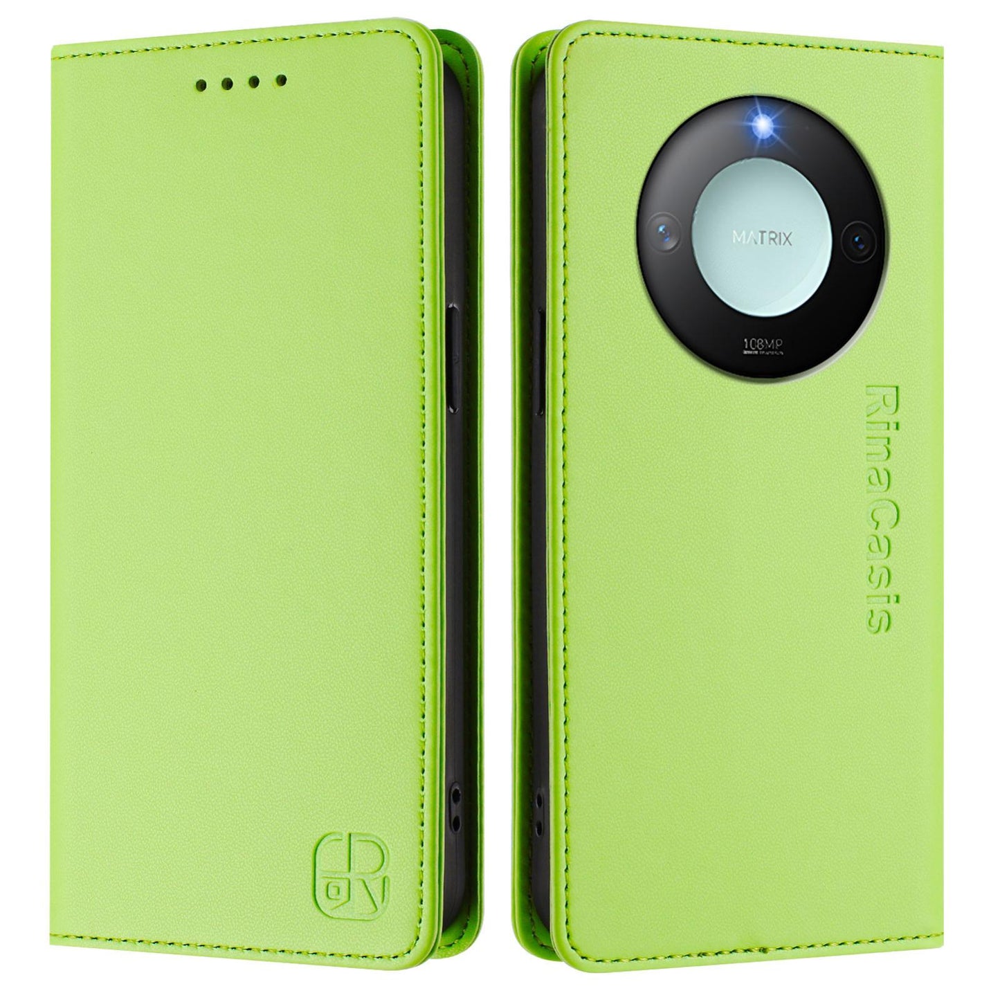 Honor X60 Dual-Folded Magnetic Suction RFID Blocking PU Leather Wallet Phone Case with Card Slots, Cash Pocket, Kickstand, Full Protective Flip Cover