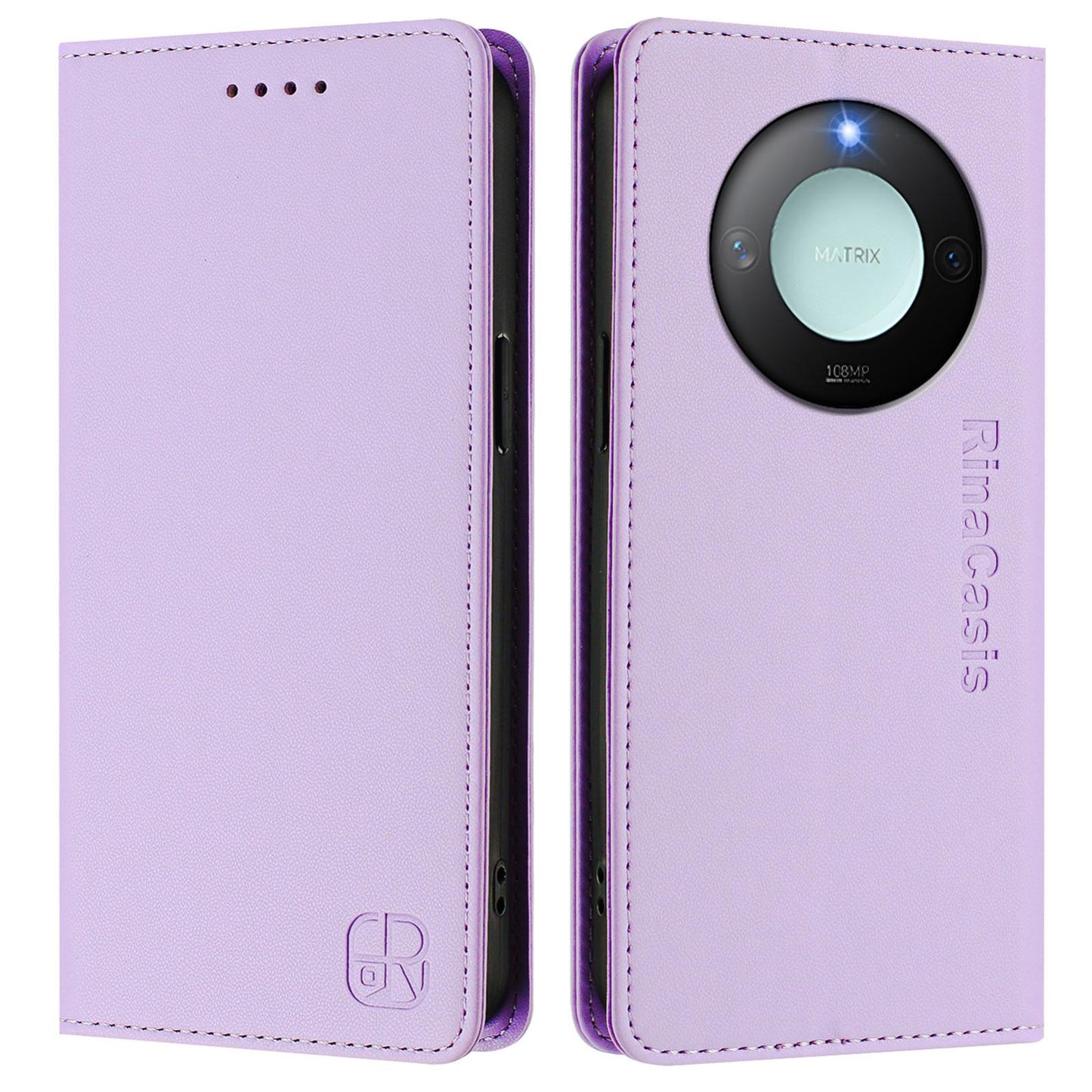 Honor X60 Dual-Folded Magnetic Suction RFID Blocking PU Leather Wallet Phone Case with Card Slots, Cash Pocket, Kickstand, Full Protective Flip Cover