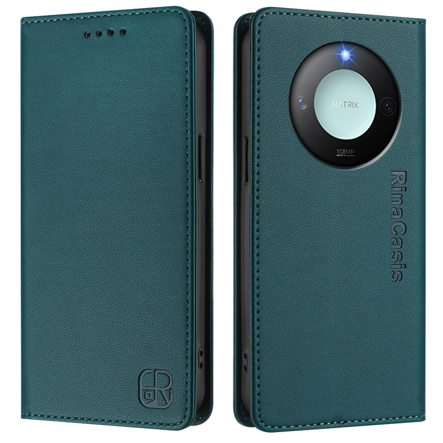 Honor X9c Smart Dual-Folded Magnetic Suction RFID Blocking PU Leather Wallet Phone Case with Card Slots, Cash Pocket, Kickstand, Full Protective Flip Cover