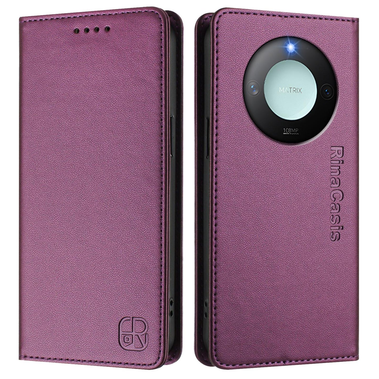Honor X9c Smart Dual-Folded Magnetic Suction RFID Blocking PU Leather Wallet Phone Case with Card Slots, Cash Pocket, Kickstand, Full Protective Flip Cover