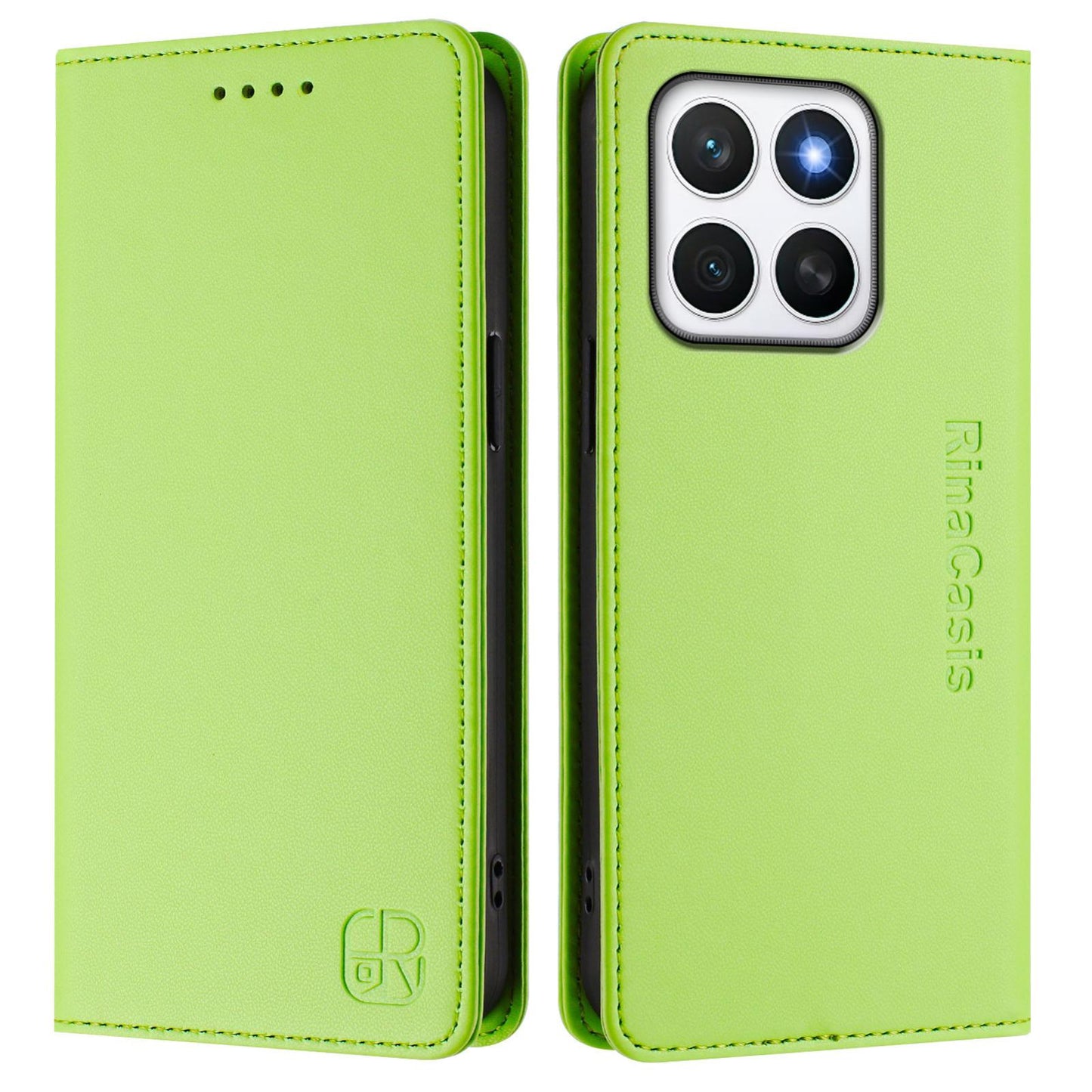 Honor X8c 4G Dual-Folded Magnetic Suction RFID Blocking PU Leather Wallet Phone Case with Card Slots, Cash Pocket, Kickstand, Full Protective Flip Cover