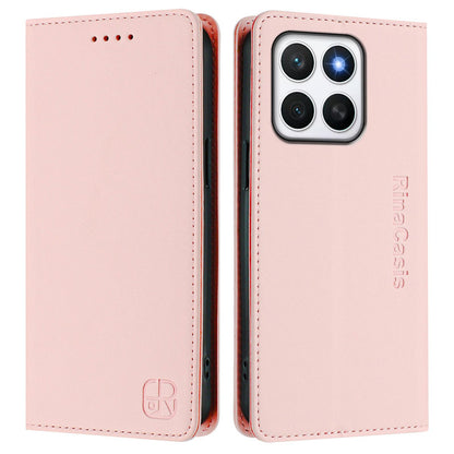 Honor X8c 4G Dual-Folded Magnetic Suction RFID Blocking PU Leather Wallet Phone Case with Card Slots, Cash Pocket, Kickstand, Full Protective Flip Cover