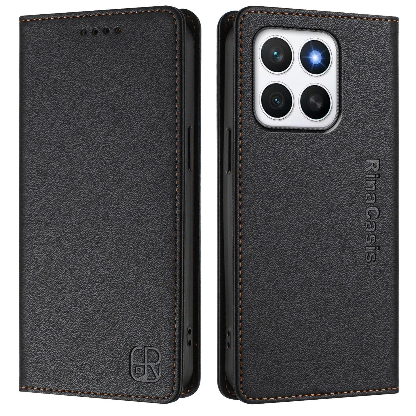 Honor X8c 4G Dual-Folded Magnetic Suction RFID Blocking PU Leather Wallet Phone Case with Card Slots, Cash Pocket, Kickstand, Full Protective Flip Cover