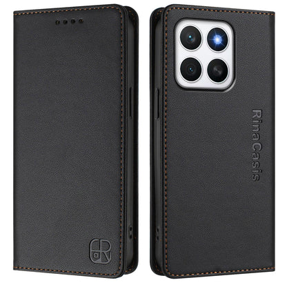 Honor X8c 4G Dual-Folded Magnetic Suction RFID Blocking PU Leather Wallet Phone Case with Card Slots, Cash Pocket, Kickstand, Full Protective Flip Cover