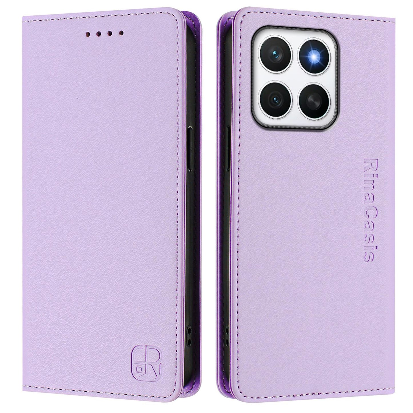 Honor X8c 4G Dual-Folded Magnetic Suction RFID Blocking PU Leather Wallet Phone Case with Card Slots, Cash Pocket, Kickstand, Full Protective Flip Cover