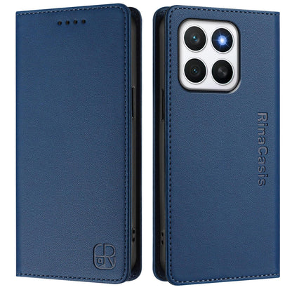 Honor X8c 4G Dual-Folded Magnetic Suction RFID Blocking PU Leather Wallet Phone Case with Card Slots, Cash Pocket, Kickstand, Full Protective Flip Cover