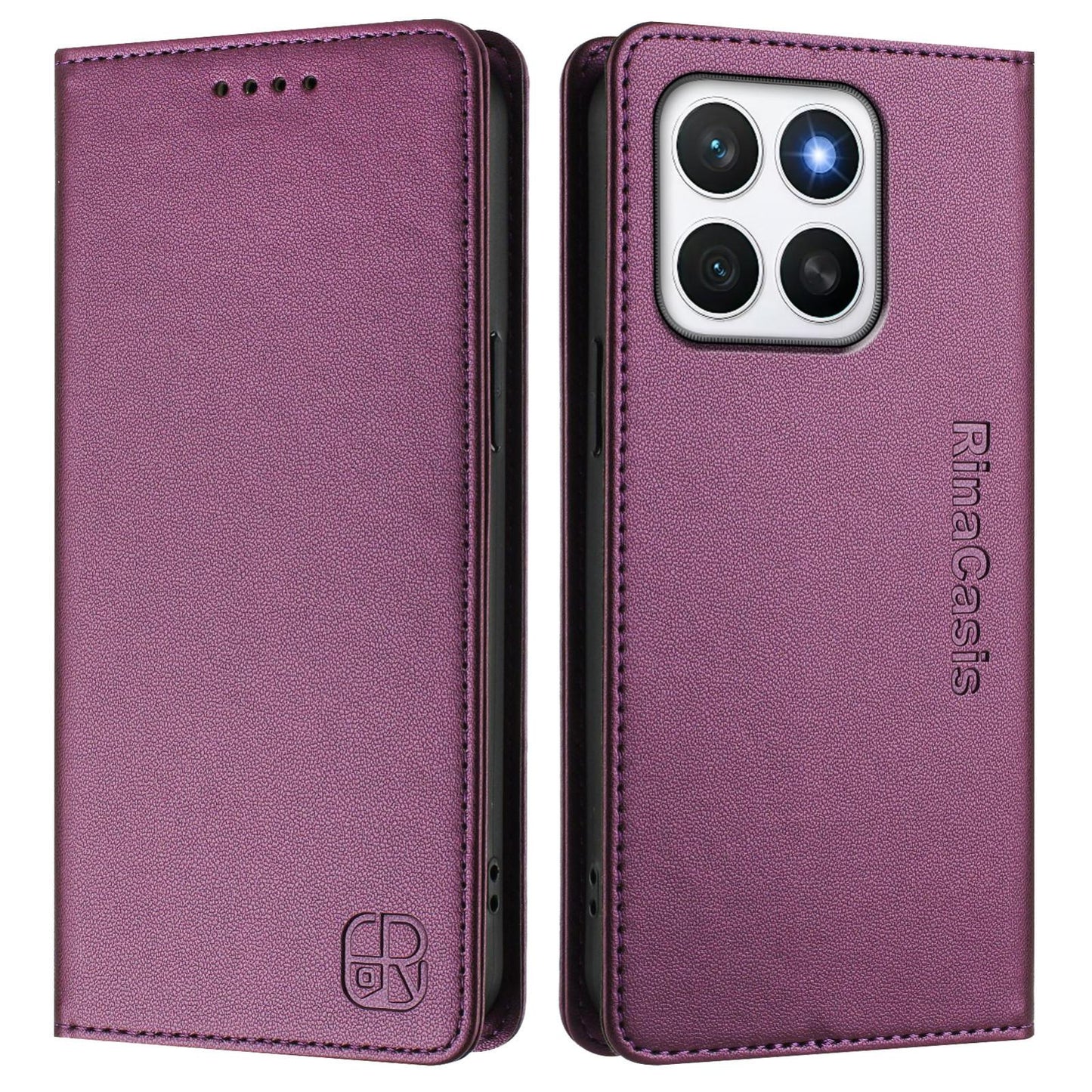 Honor X8c 4G Dual-Folded Magnetic Suction RFID Blocking PU Leather Wallet Phone Case with Card Slots, Cash Pocket, Kickstand, Full Protective Flip Cover