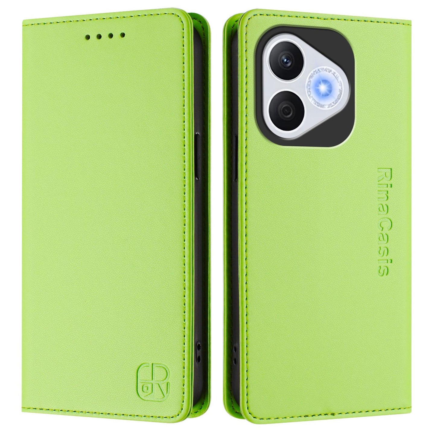 Honor 400 Lite Dual-Folded Magnetic Suction RFID Blocking PU Leather Wallet Phone Case with Card Slots, Cash Pocket, Kickstand, Full Protective Flip Cover