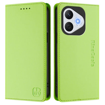 Honor 400 Lite Dual-Folded Magnetic Suction RFID Blocking PU Leather Wallet Phone Case with Card Slots, Cash Pocket, Kickstand, Full Protective Flip Cover