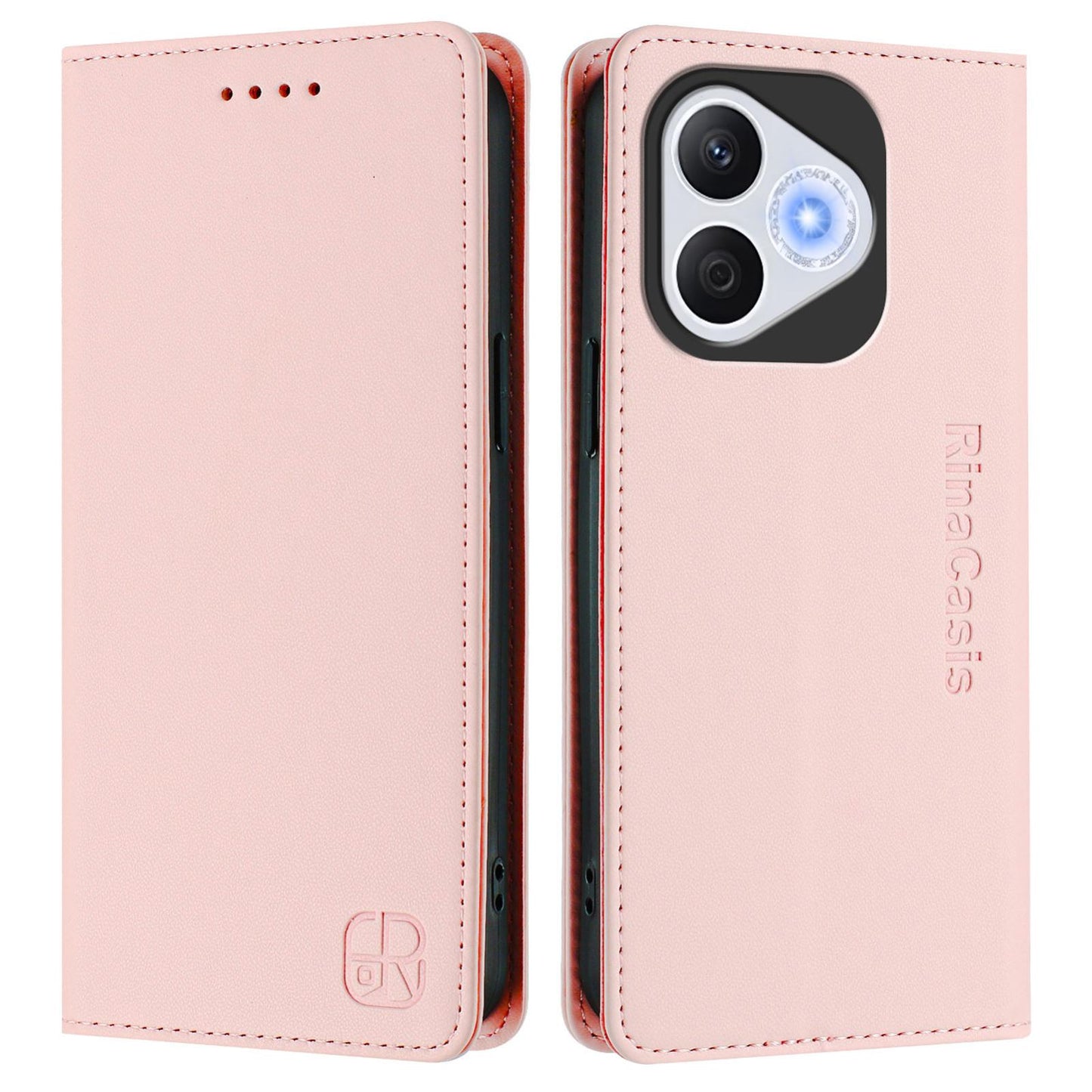 Honor 400 Lite Dual-Folded Magnetic Suction RFID Blocking PU Leather Wallet Phone Case with Card Slots, Cash Pocket, Kickstand, Full Protective Flip Cover