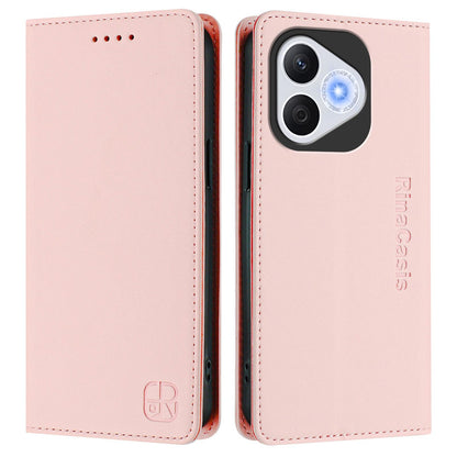 Honor 400 Lite Dual-Folded Magnetic Suction RFID Blocking PU Leather Wallet Phone Case with Card Slots, Cash Pocket, Kickstand, Full Protective Flip Cover