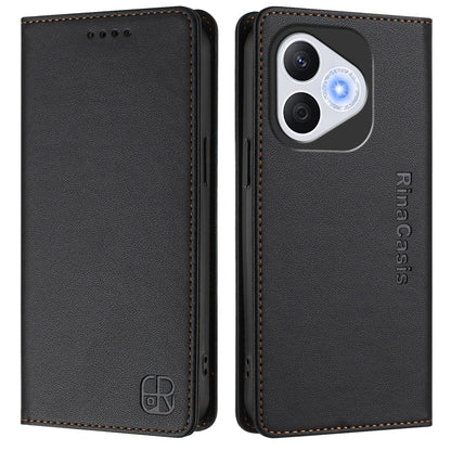 Honor 400 Lite Dual-Folded Magnetic Suction RFID Blocking PU Leather Wallet Phone Case with Card Slots, Cash Pocket, Kickstand, Full Protective Flip Cover