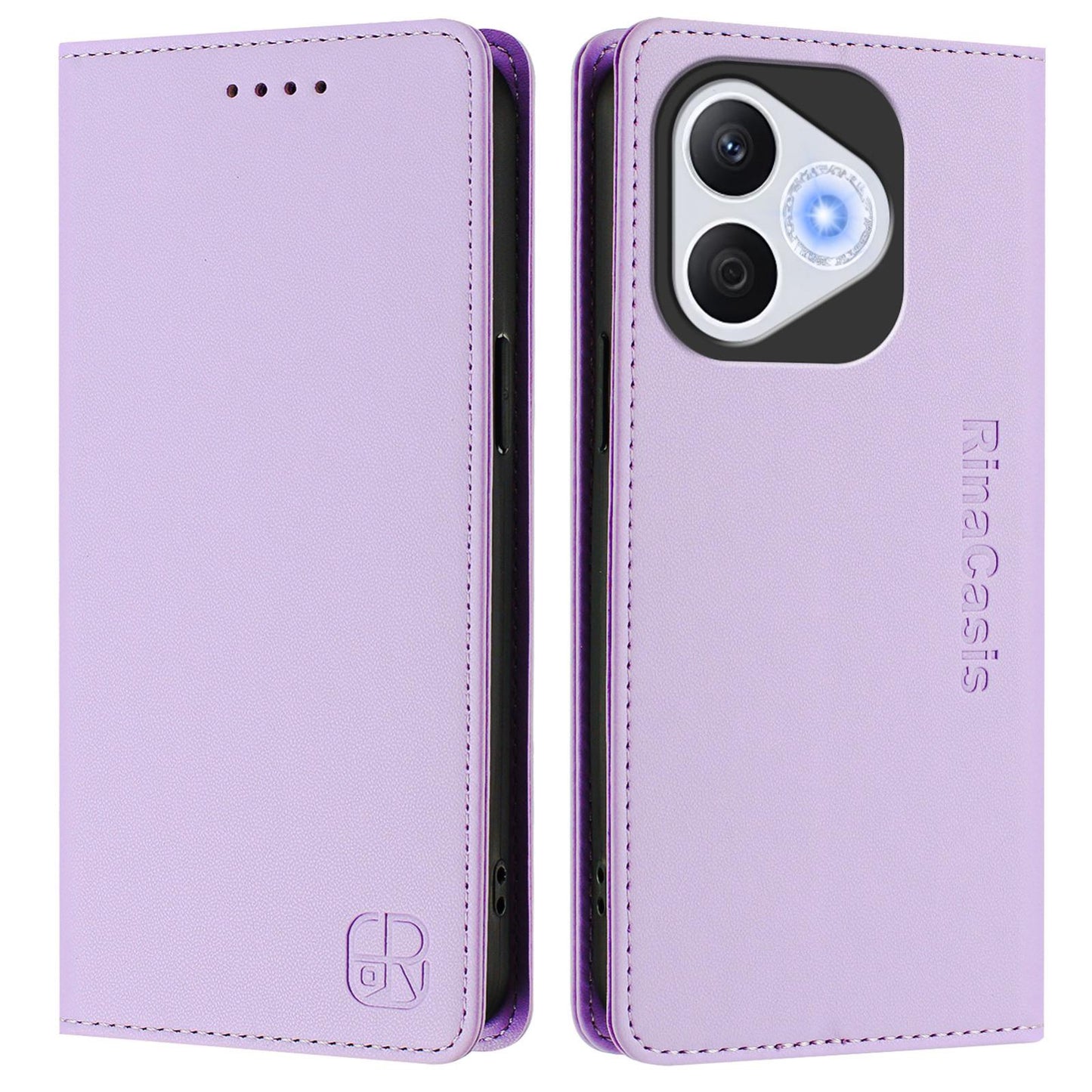Honor 400 Lite Dual-Folded Magnetic Suction RFID Blocking PU Leather Wallet Phone Case with Card Slots, Cash Pocket, Kickstand, Full Protective Flip Cover
