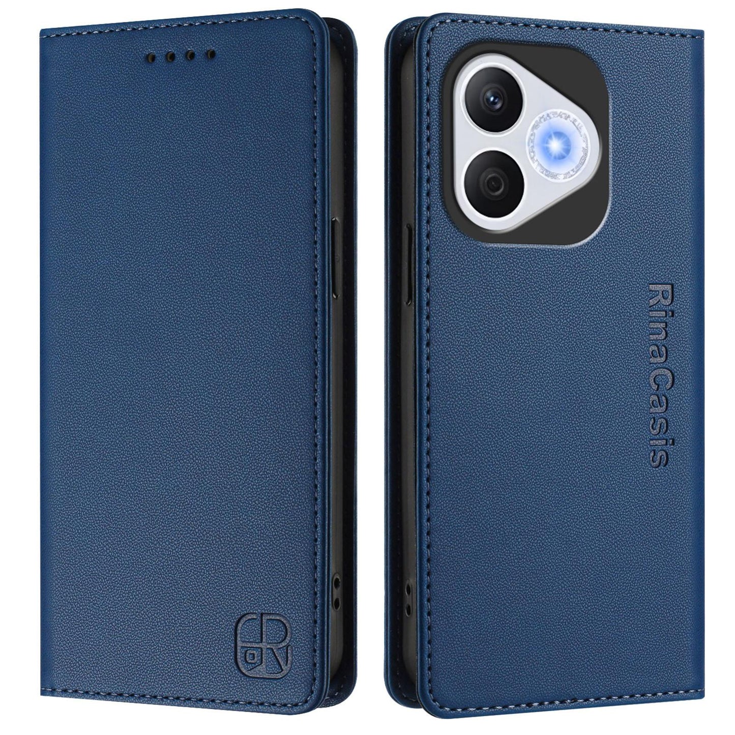 Honor 400 Lite Dual-Folded Magnetic Suction RFID Blocking PU Leather Wallet Phone Case with Card Slots, Cash Pocket, Kickstand, Full Protective Flip Cover