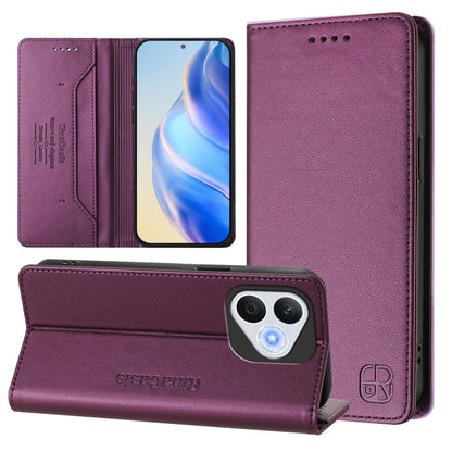 Honor 400 Lite Dual-Folded Magnetic Suction RFID Blocking PU Leather Wallet Phone Case with Card Slots, Cash Pocket, Kickstand, Full Protective Flip Cover