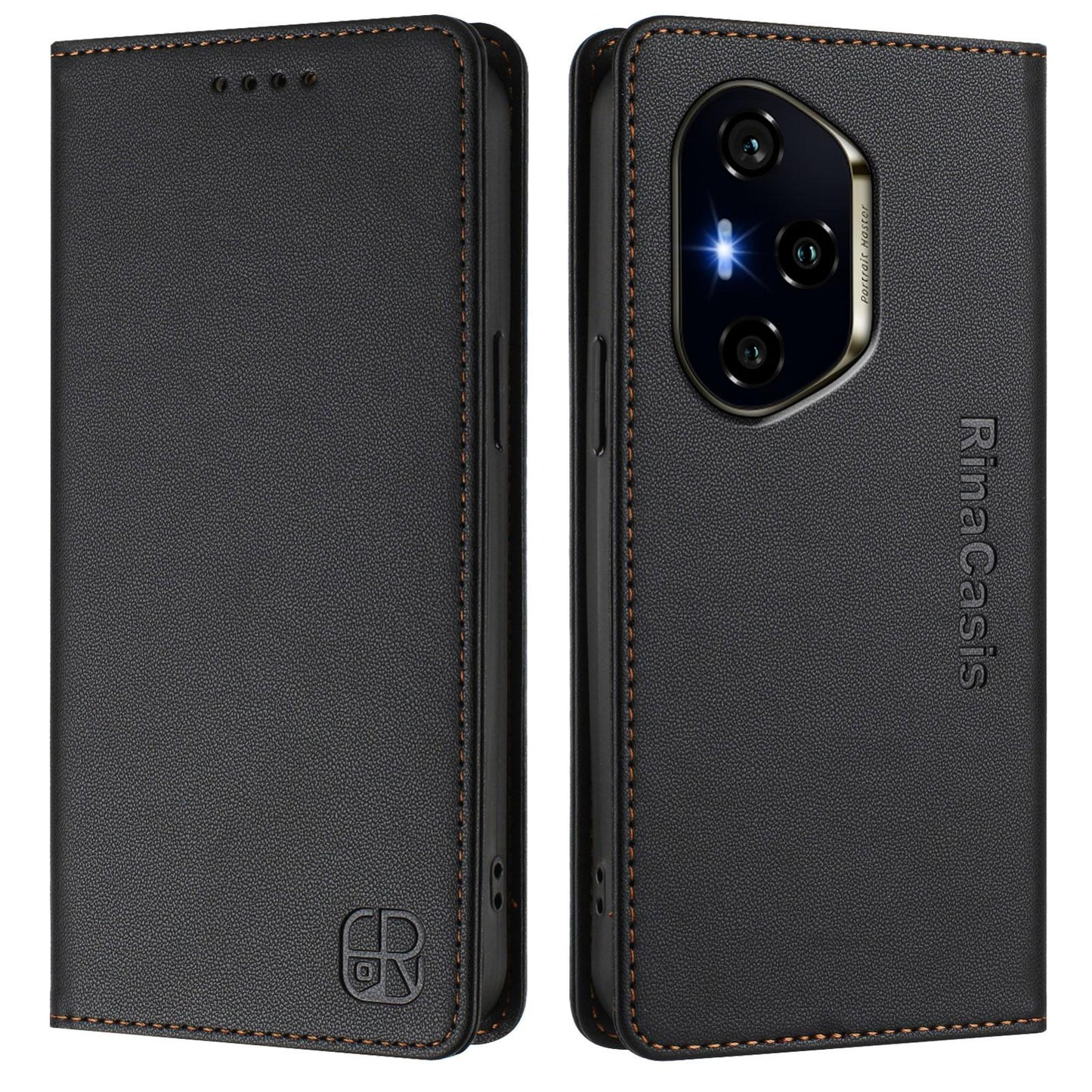 Honor 400 156.5mm Dual-Folded Magnetic Suction RFID Blocking PU Leather Wallet Phone Case with Card Slots, Cash Pocket, Kickstand, Full Protective Flip Cover