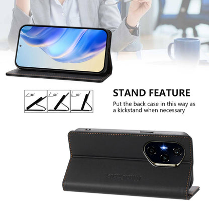 Honor 400 156.5mm Dual-Folded Magnetic Suction RFID Blocking PU Leather Wallet Phone Case with Card Slots, Cash Pocket, Kickstand, Full Protective Flip Cover