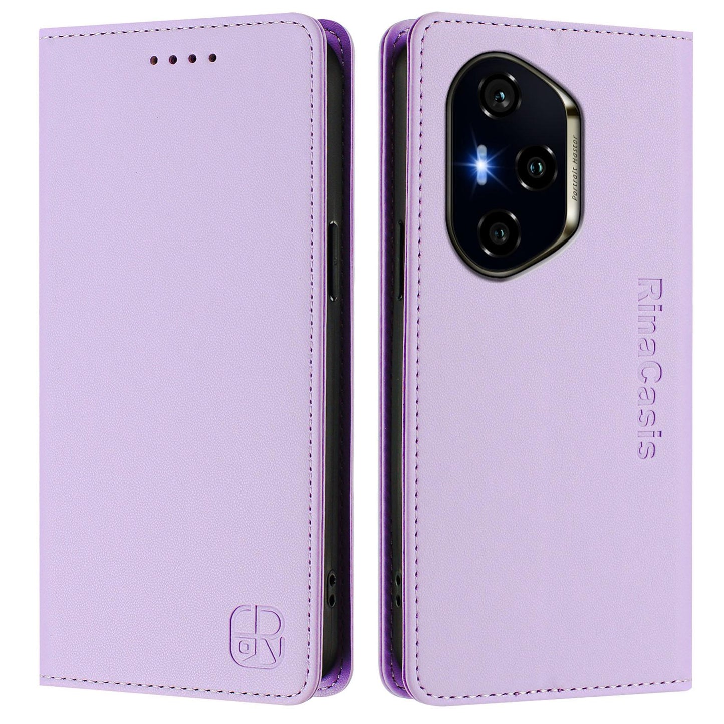 Honor 400 156.5mm Dual-Folded Magnetic Suction RFID Blocking PU Leather Wallet Phone Case with Card Slots, Cash Pocket, Kickstand, Full Protective Flip Cover
