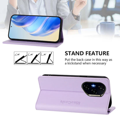 Honor 400 156.5mm Dual-Folded Magnetic Suction RFID Blocking PU Leather Wallet Phone Case with Card Slots, Cash Pocket, Kickstand, Full Protective Flip Cover