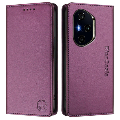 Honor 400 156.5mm Dual-Folded Magnetic Suction RFID Blocking PU Leather Wallet Phone Case with Card Slots, Cash Pocket, Kickstand, Full Protective Flip Cover