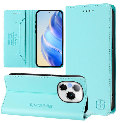 Honor Power Dual-Folded Magnetic Suction RFID Blocking PU Leather Wallet Phone Case with Card Slots, Cash Pocket, Kickstand, Full Protective Flip Cover