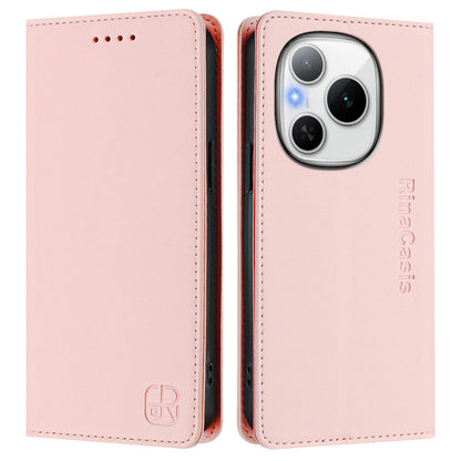 Honor Power Dual-Folded Magnetic Suction RFID Blocking PU Leather Wallet Phone Case with Card Slots, Cash Pocket, Kickstand, Full Protective Flip Cover
