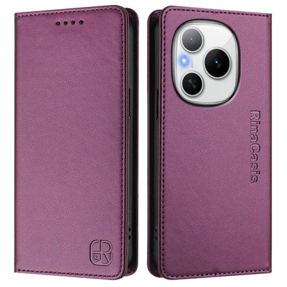 Honor Power Dual-Folded Magnetic Suction RFID Blocking PU Leather Wallet Phone Case with Card Slots, Cash Pocket, Kickstand, Full Protective Flip Cover