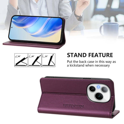 Honor Power Dual-Folded Magnetic Suction RFID Blocking PU Leather Wallet Phone Case with Card Slots, Cash Pocket, Kickstand, Full Protective Flip Cover