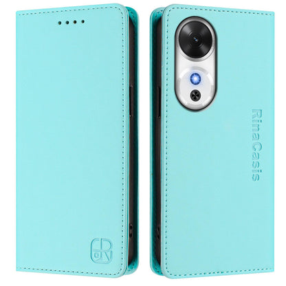 Honor Play 60 Dual-Folded Magnetic Suction RFID Blocking PU Leather Wallet Phone Case with Card Slots, Cash Pocket, Kickstand, Full Protective Flip Cover