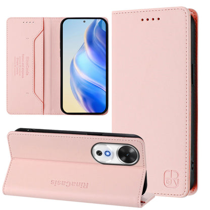 Honor Play 60 Dual-Folded Magnetic Suction RFID Blocking PU Leather Wallet Phone Case with Card Slots, Cash Pocket, Kickstand, Full Protective Flip Cover
