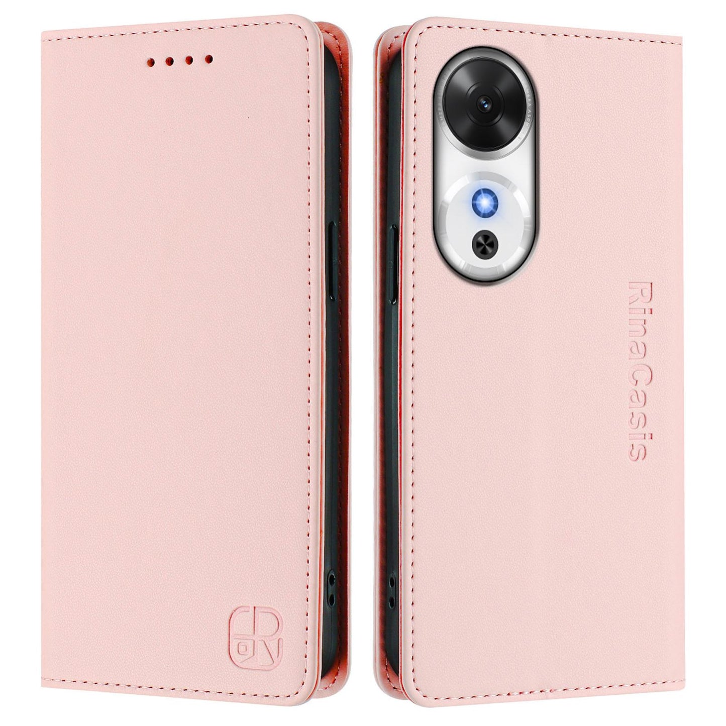 Honor Play 60 Dual-Folded Magnetic Suction RFID Blocking PU Leather Wallet Phone Case with Card Slots, Cash Pocket, Kickstand, Full Protective Flip Cover