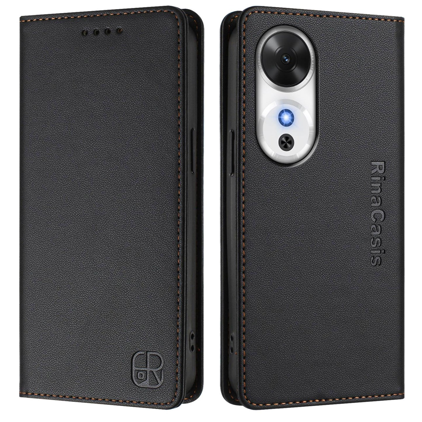 Honor Play 60 Dual-Folded Magnetic Suction RFID Blocking PU Leather Wallet Phone Case with Card Slots, Cash Pocket, Kickstand, Full Protective Flip Cover