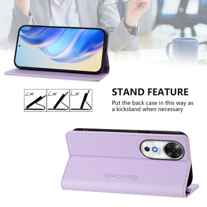 Honor Play 60 Dual-Folded Magnetic Suction RFID Blocking PU Leather Wallet Phone Case with Card Slots, Cash Pocket, Kickstand, Full Protective Flip Cover