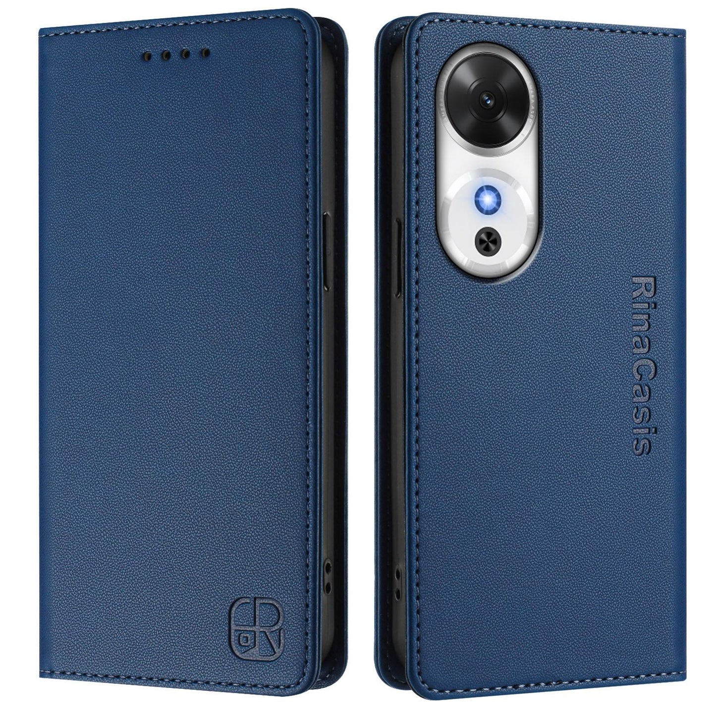 Honor Play 60 Dual-Folded Magnetic Suction RFID Blocking PU Leather Wallet Phone Case with Card Slots, Cash Pocket, Kickstand, Full Protective Flip Cover