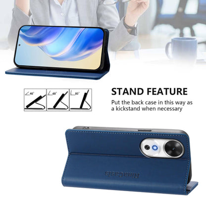 Honor Play 60 Dual-Folded Magnetic Suction RFID Blocking PU Leather Wallet Phone Case with Card Slots, Cash Pocket, Kickstand, Full Protective Flip Cover