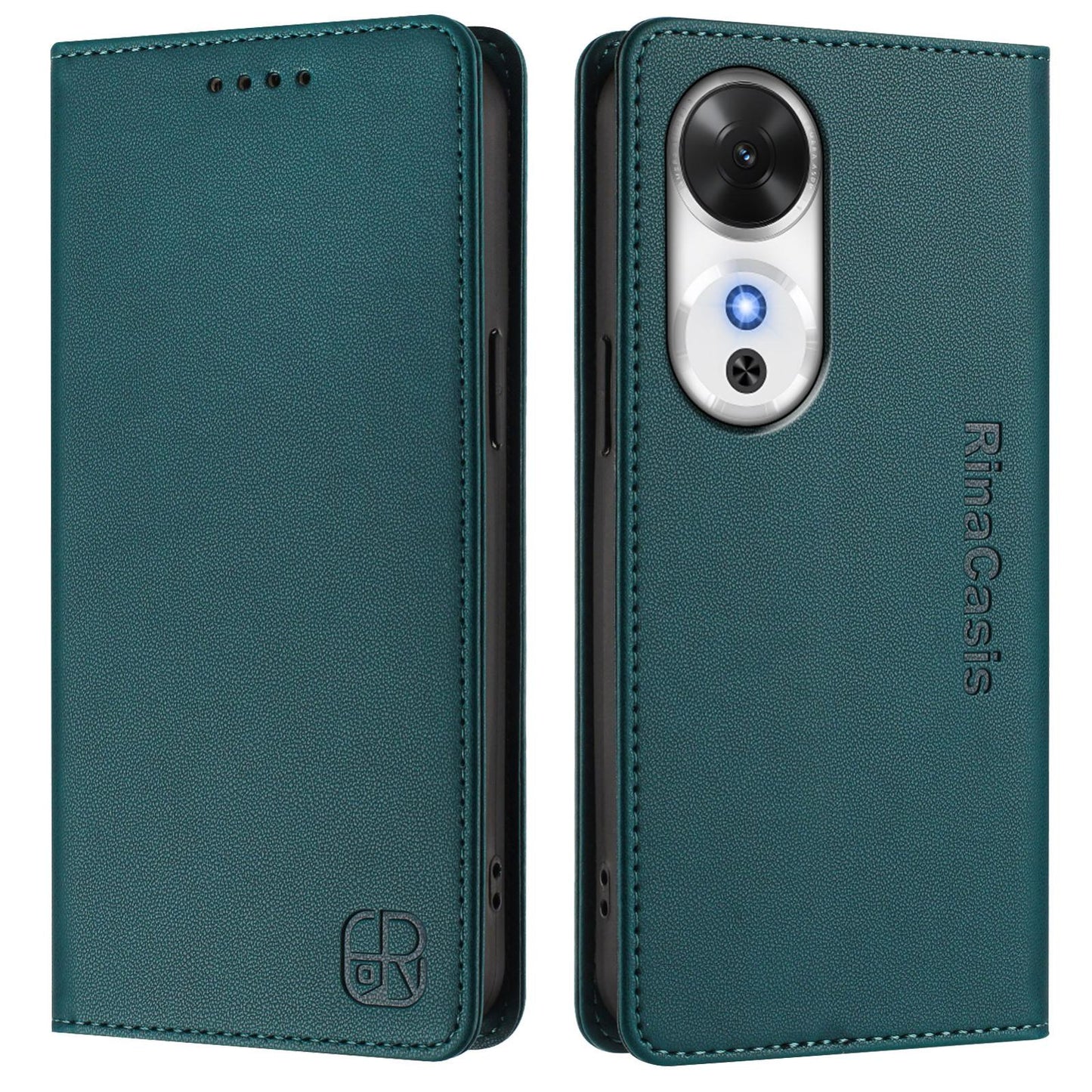 Honor Play 60 Dual-Folded Magnetic Suction RFID Blocking PU Leather Wallet Phone Case with Card Slots, Cash Pocket, Kickstand, Full Protective Flip Cover