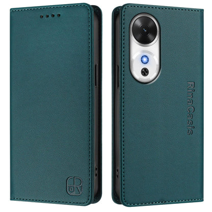 Honor Play 60 Dual-Folded Magnetic Suction RFID Blocking PU Leather Wallet Phone Case with Card Slots, Cash Pocket, Kickstand, Full Protective Flip Cover