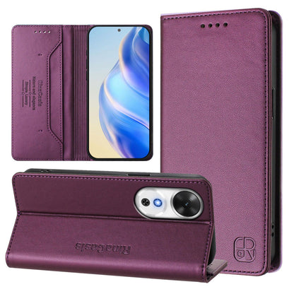 Honor Play 60 Dual-Folded Magnetic Suction RFID Blocking PU Leather Wallet Phone Case with Card Slots, Cash Pocket, Kickstand, Full Protective Flip Cover