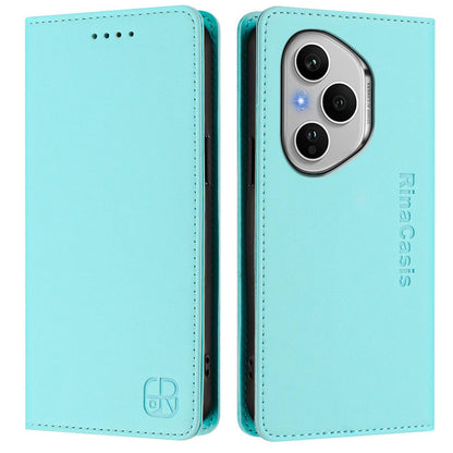 Honor 400 Pro 160.8mm Dual-Folded Magnetic Suction RFID Blocking PU Leather Wallet Phone Case with Card Slots, Cash Pocket, Kickstand, Full Protective Flip Cover