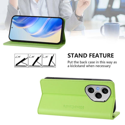 Honor 400 Pro 160.8mm Dual-Folded Magnetic Suction RFID Blocking PU Leather Wallet Phone Case with Card Slots, Cash Pocket, Kickstand, Full Protective Flip Cover